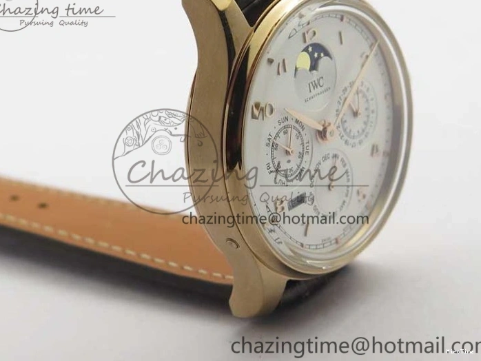 MIROTIME 0409 Compact Portugieser Perpetual Calendar IW503302 RG V9F 1:1 Best Edition White Dial on Brown Leather Strap A 7113